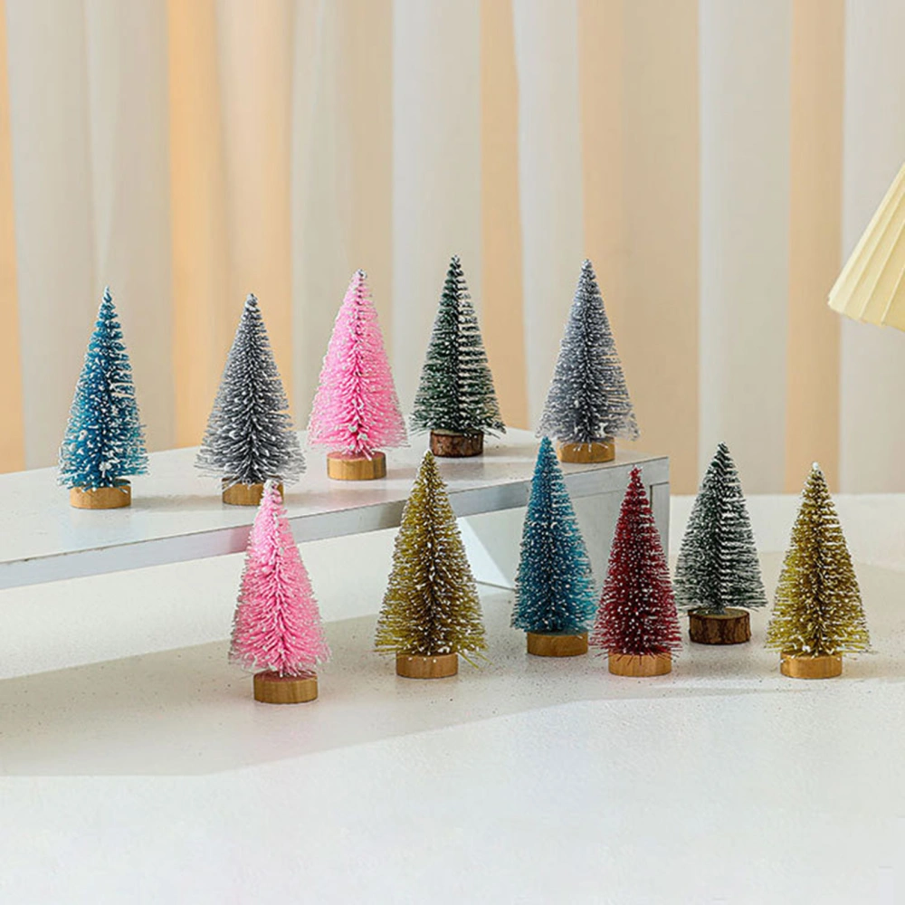 4Pcs Mini Christmas Tree Realistic Wooden Base Miniature Pine Tree for Party Festive Desktop Decorations