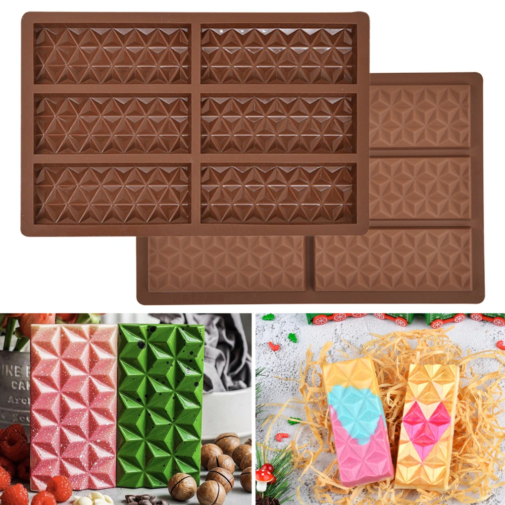 6 Cavities Chocolate Mold Rectangular Shaped Silicone Candy Bar Mold Non-Stick Waffles Cheesecake Pudding Cake Dessert Mold