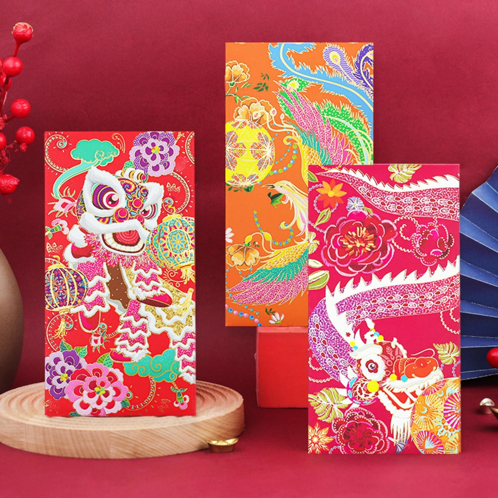 4Pcs Chinese New Year Red Envelopes Hot Stamping Process Vibrant Color Lucky Money Pockets for 2024 Spring Festival