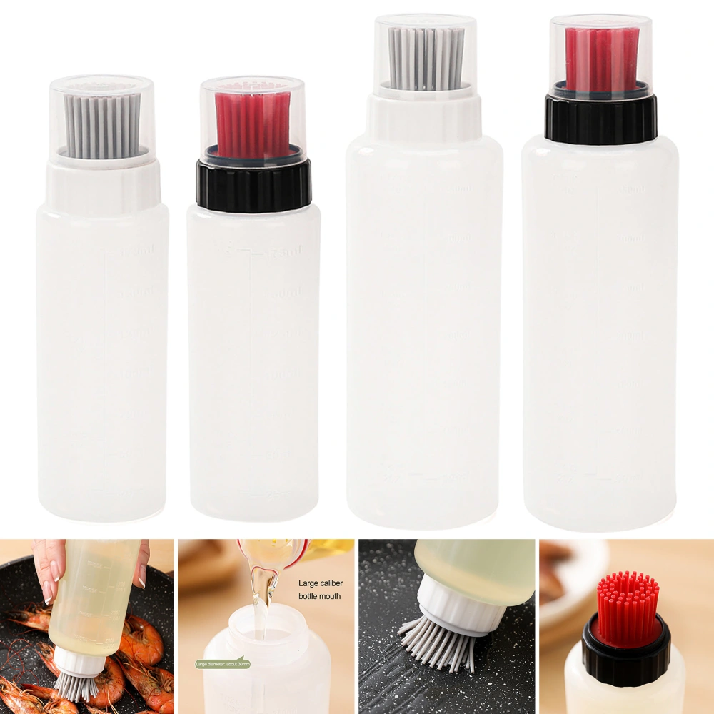 Transparent Oil Bottle with Scale Flexible Bristle Design Food Grade BPA Free Oil Container Grilling Frying Tool