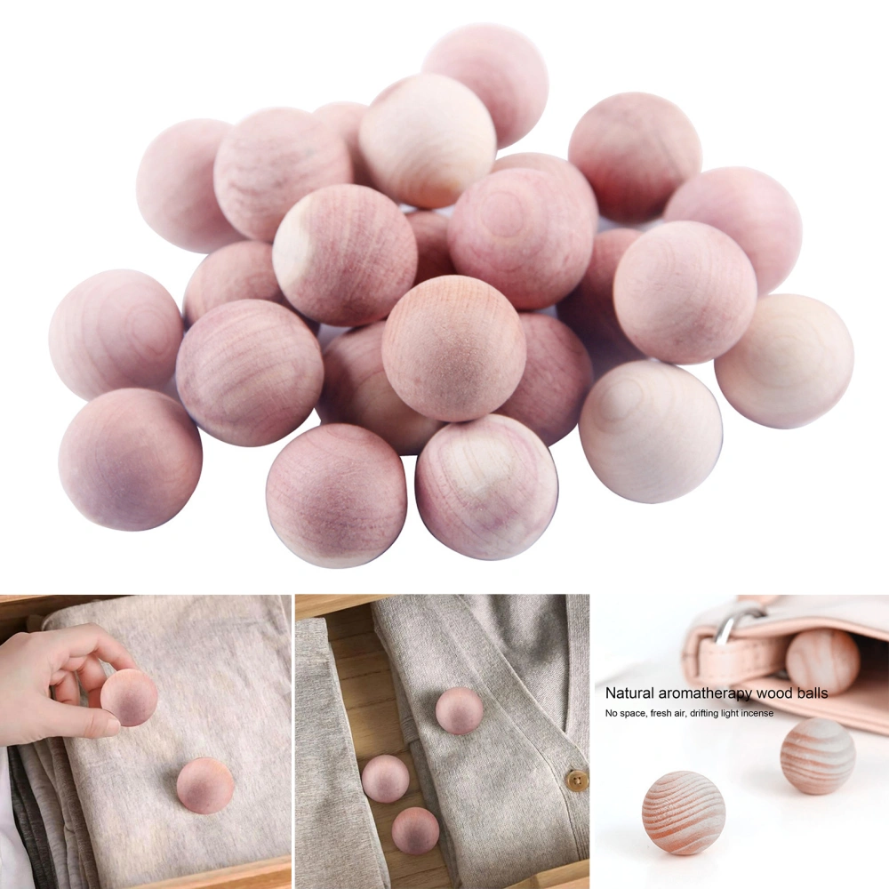 24Pcs Cedar Wood Balls Natural Aromatic Anti-Corrosive Wardrobe Supplies for Moth And Cockroach Prevention