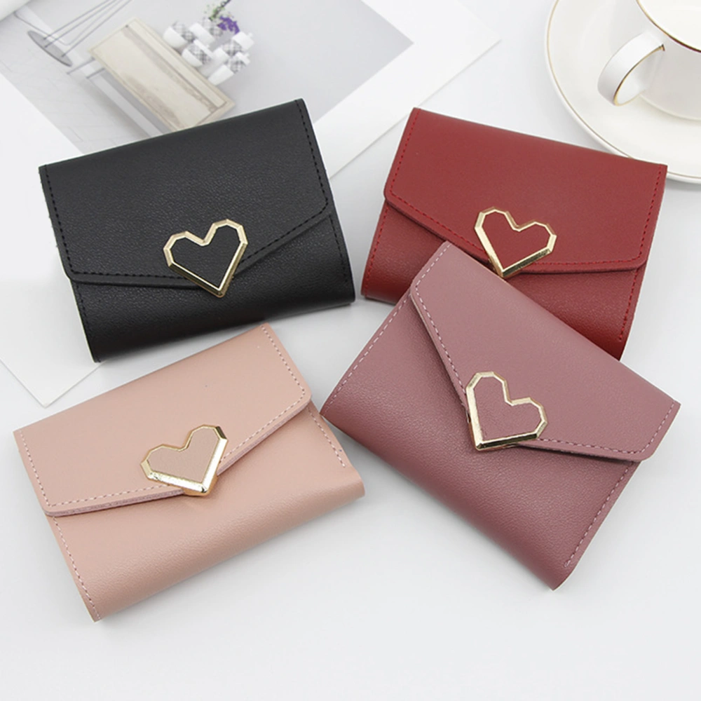 Coin Purse Button Closure Multifunction Pocket Three Folds Fine Stitching Short Storage Faux Leather Female Coins Clutch Bag Women Accessory