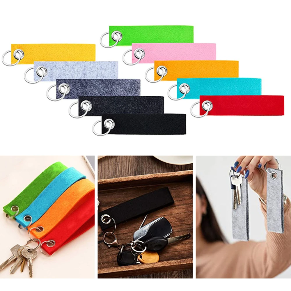 20Pcs Felt Key Rings with Blank Tag Stainless Steel Ring DIY Decoration Craft Key Fob Make Your Own Keychain Backpack Purse Decorative Accessories