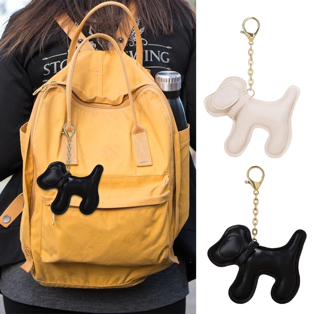 Keychain Pendant Faux Leather Puppy Shape Solid Color Shoulder Bag Schoolbag Decoration Pendant Stainless Chain Women Jewelry Bag Charms Metal Keyring Holder 