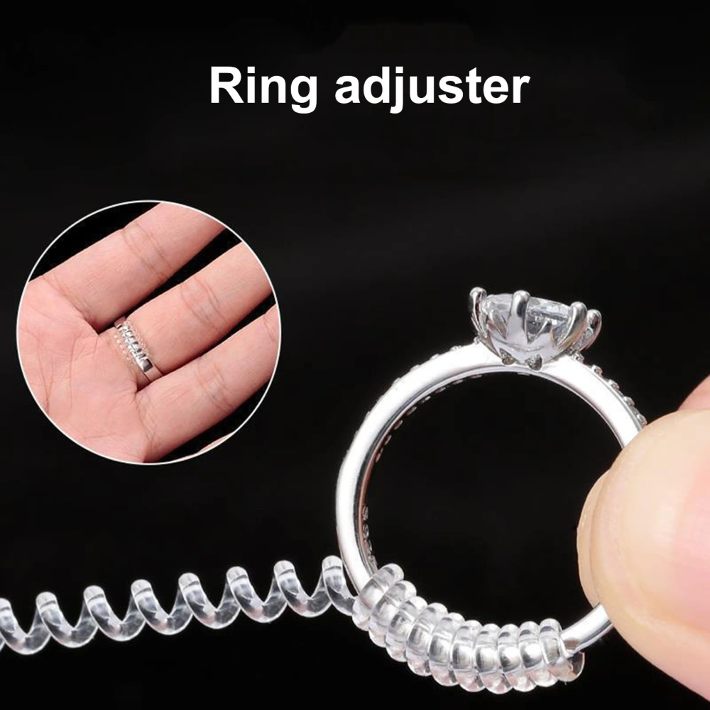 16Pcs Spiral Based Ring Size Adjuster Clear Ring Jewelry Guard Reducer Fit Any Rings Anti-Lost Tightener Jewelry Tools