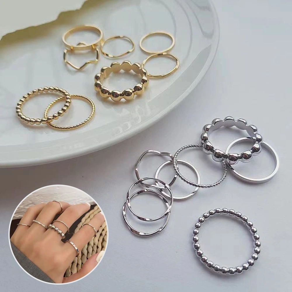 8Pcs Knuckle Rings Electroplating Smooth Surface Polishing Geometric Exquisite Decorate Hypoallergenic Fashion Minimalist Midi Round Rings Women Jewelry