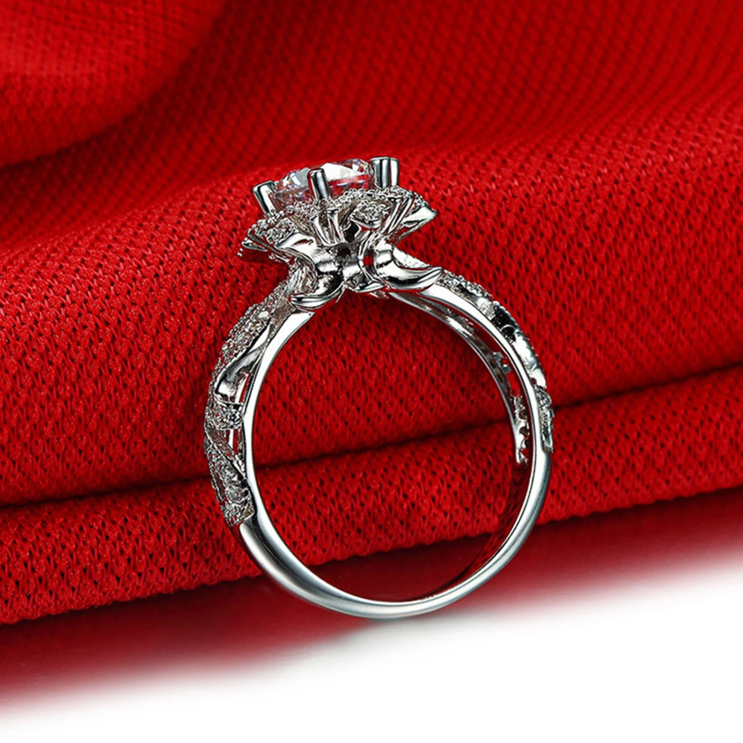 Women Rhinestone Ring Sparkling Luxury Adjustable Opening Engagement Wedding Proposal Ring Fashion Jewelry Birthday Gift
