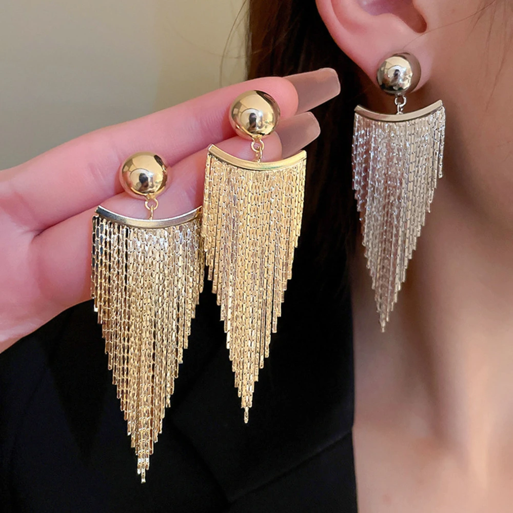 1 Pair Pendant Earrings Exaggerated Tassel Temperament Light Luxury Dress Up Earrings Fashion Jewelry