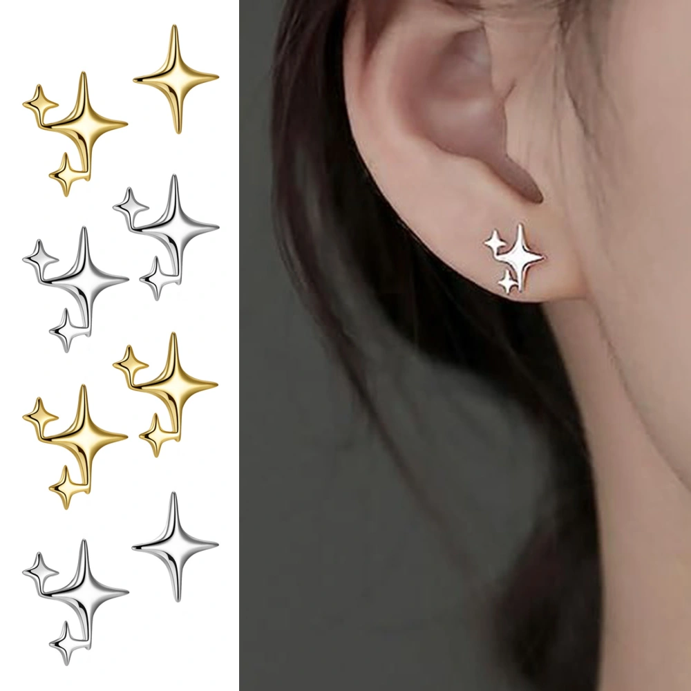 1 Pair Star Ear Studs Cool Style Solid Color Earrings Small Lightweight Anti-rust Anti-allergy Luster Colorfast Daily Earrings Holiday Gift 