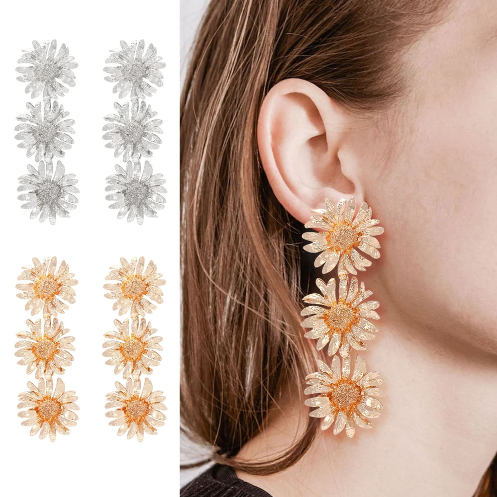 1 Pair Summer Women Floral Chrysanthemum Drop Earrings Trendy Exaggerated All-match Stud Dangle Earrings Fashion Jewelry Gift