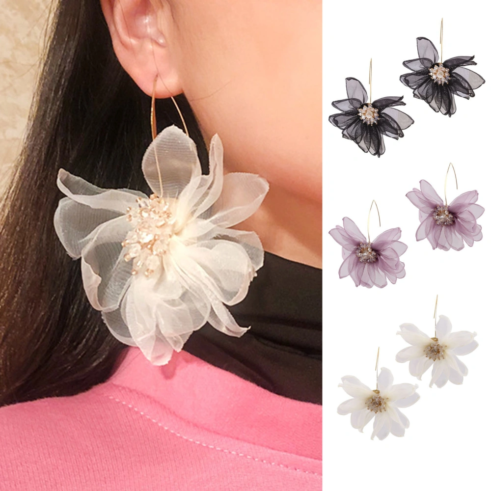 1 Pair Women Dangle Earrings Black/White/Purple-Color Lace Flower Earrings Jewelry Fashion Banquet Party Dress Accessories Valentine's Day Mother's Day Jewelry Gift 