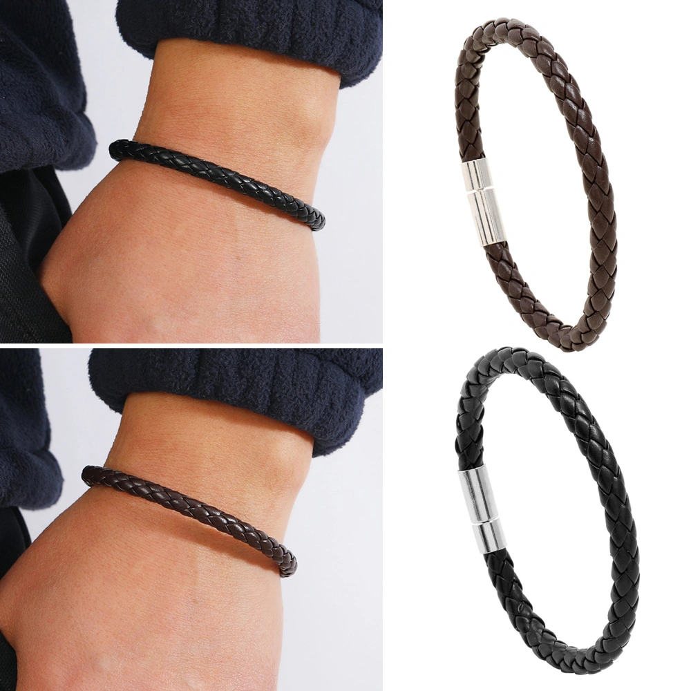 Faux Leather Braided Bracelet Handmade Luxury Solid Color Casual Men Women Unisex Bracelet Wrist Rope Fashion Accessories Birthday Gift