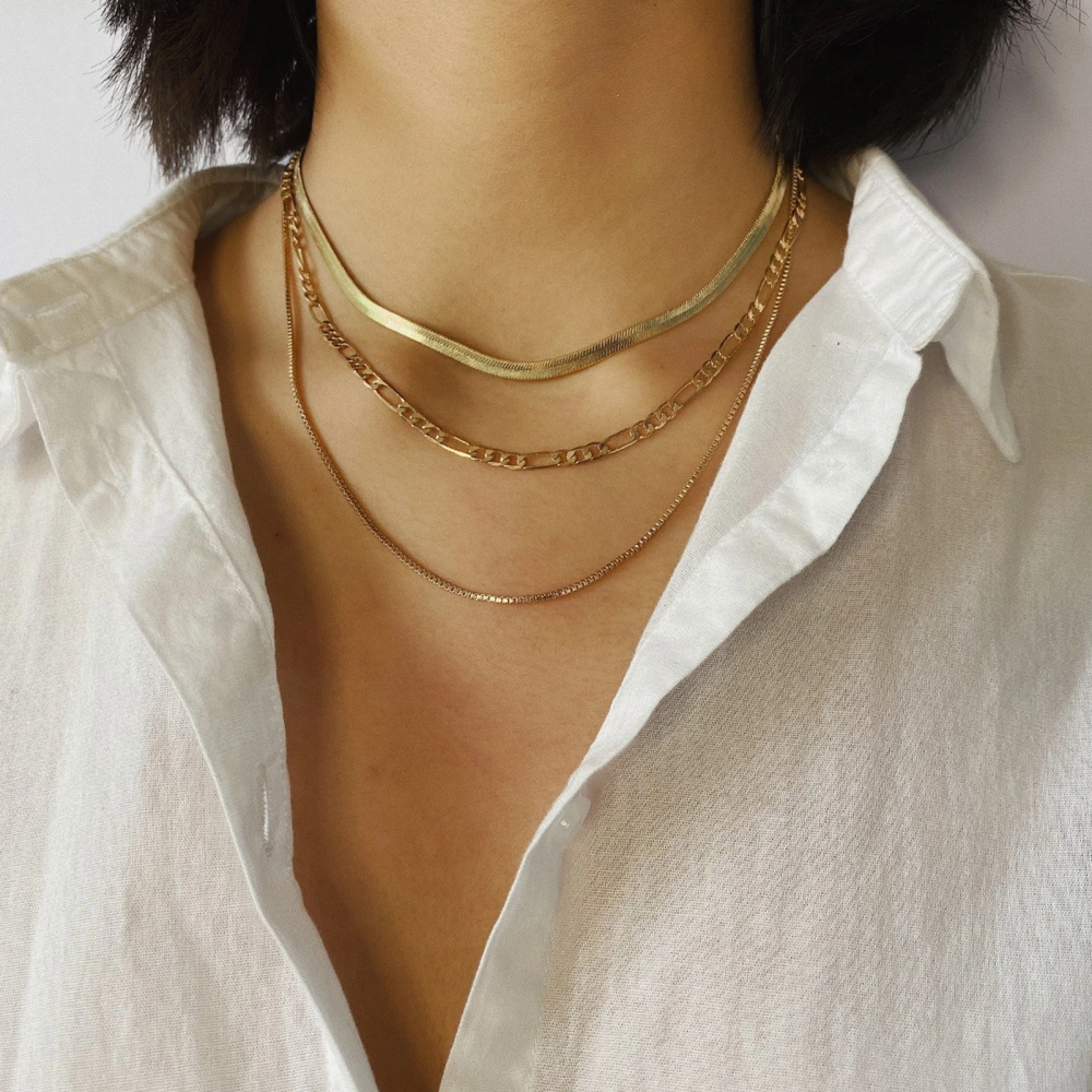 3 Layer Women Necklace Punk Cool Golden Silver Color Adjustable Snake Bone Chain Layered Necklace Fashion Accessories Gift