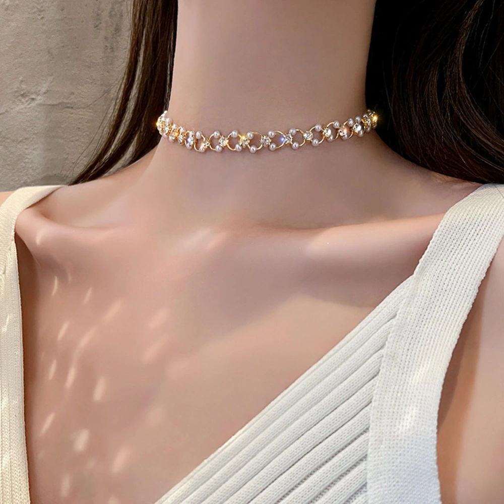 Women Necklace Exquisite Adjustable Artificial Pearl Choker Necklace Fashion Jewelry for Home Party Banquet