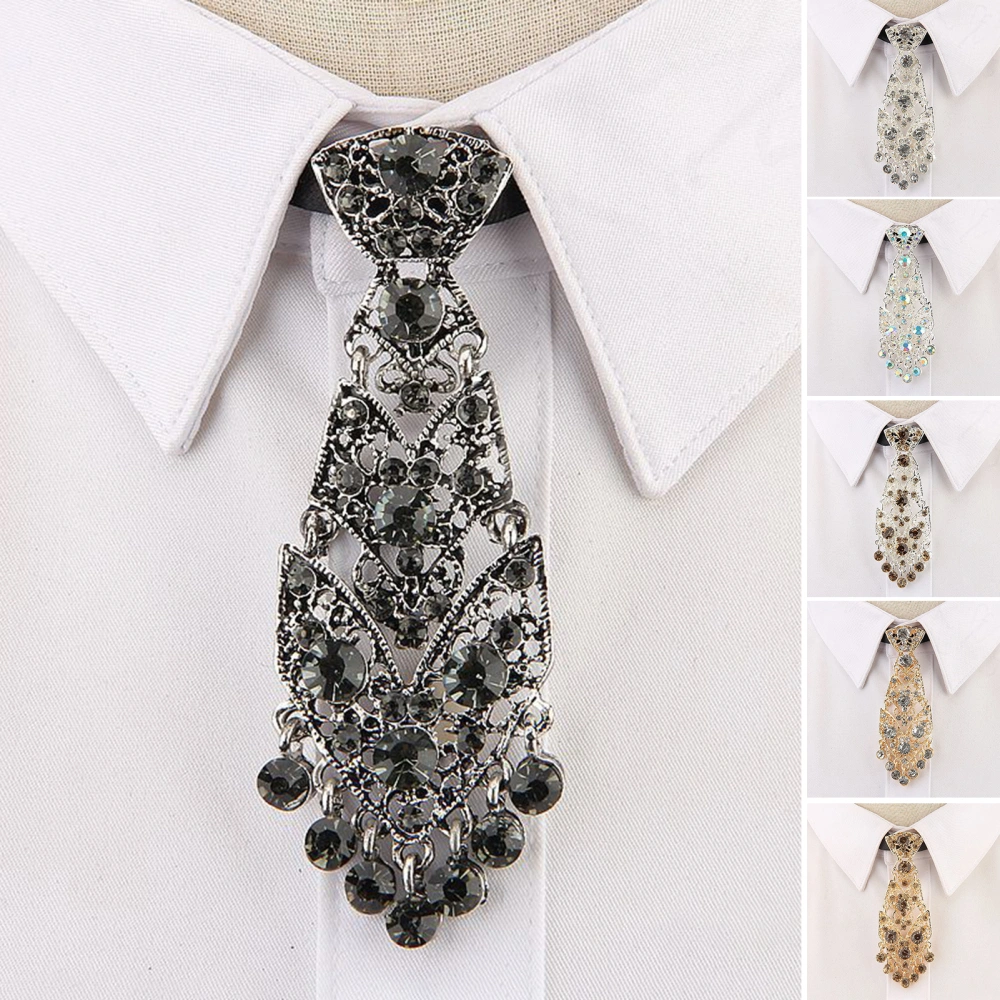 Faux Crystal Neckties Luxury Metal Inlaid Diamond Fine Workmanship Corsage Weddings Parties Accessories 