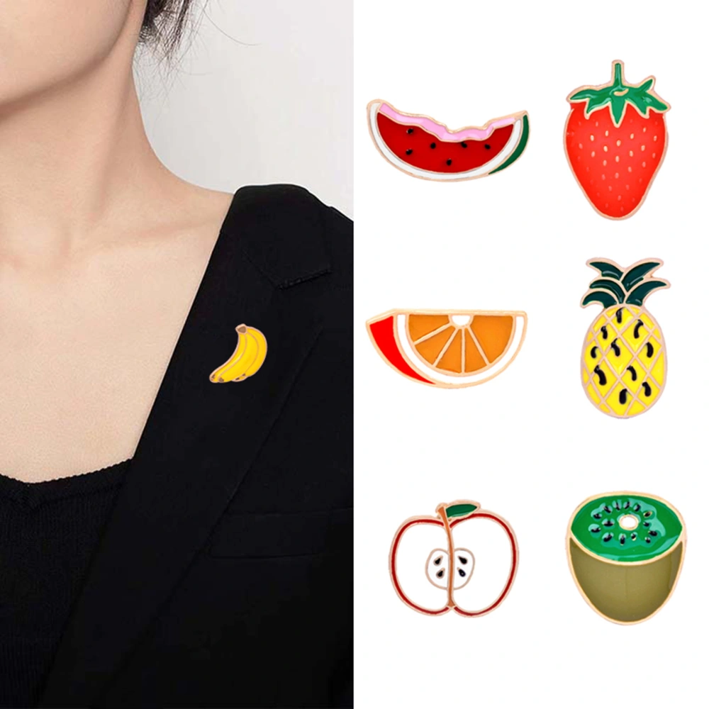 Oil-dripping Cartoon Fruit Brooch Cute Enamel Strawberry Orange Pineapple Watermelon Kiwifruit Shape Hat Bag Clothing Lapel Pin Fashion Jewelry Gift