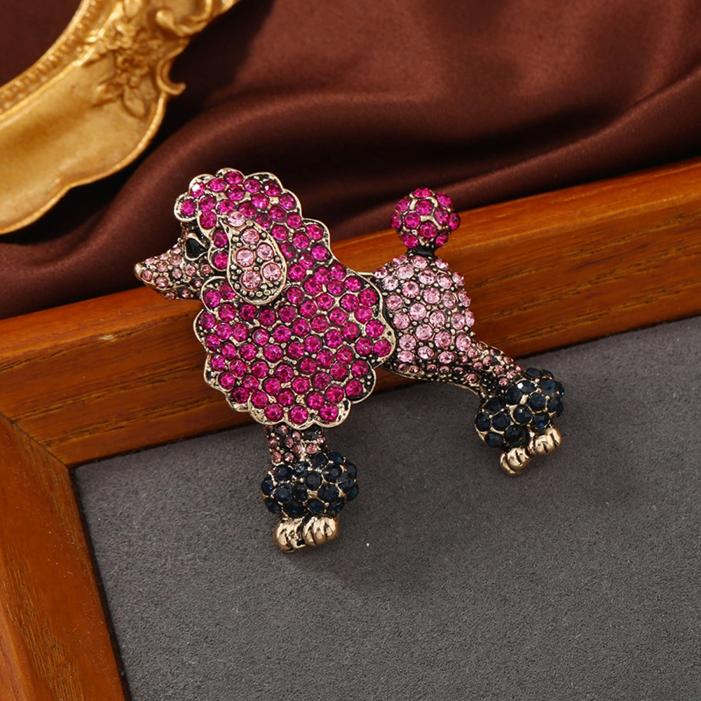 Creative Cute Poodle Dog Shape Brooch Sparkling Rhinestone Coat Lapel Pin Dress Shawl Scarf Hat Animal Badge Jewelry Gift