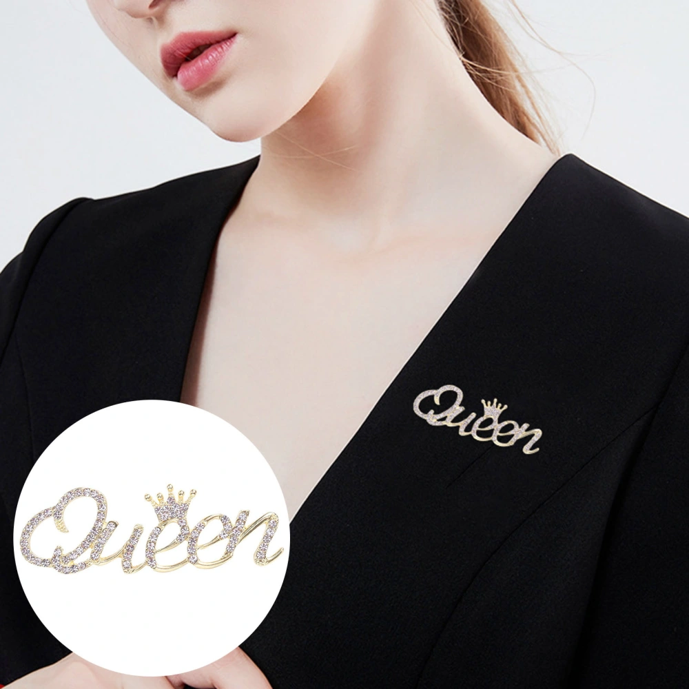 Women Brooch Clothes Pin Lady Letter Brooch Rhinestone Stainless Exquisite Anti-slip Wear-resistant Women Clothes Jewelry 