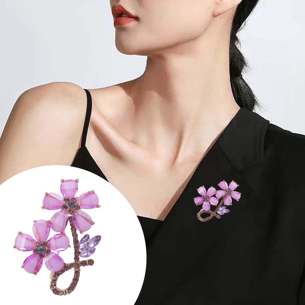 Brooch Flower Shape Rhinestone Faux Crystal Collar Pin Clothes Accessory Shiny High-end Lightweight Anti-rust Decorative Lady Clothes Jewelry 