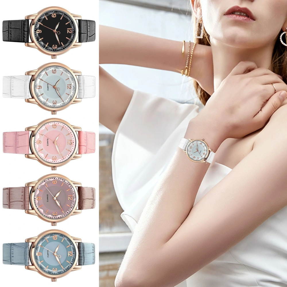 Women Wrist Watch Three-Hand Stainless Steel Watch Faux Leather Strap Round Dial Precise Time Display Ladies Quartz Watch Birthday Anniversary Gift