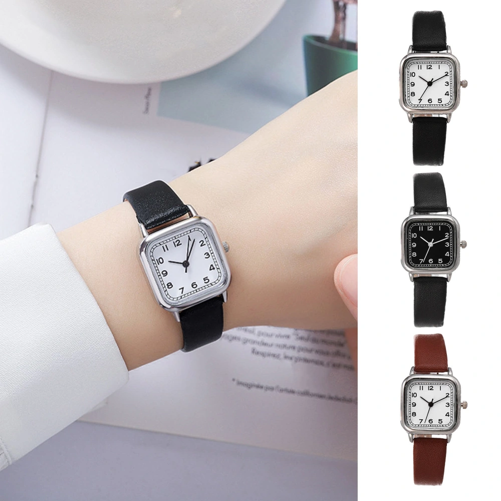 Women Quartz Watch Square Dial Soft Faux Leather Strap Accurate Adjustable Pin Buckle Students Girls Wristwatch Fashion Jewelry Birthday Gift