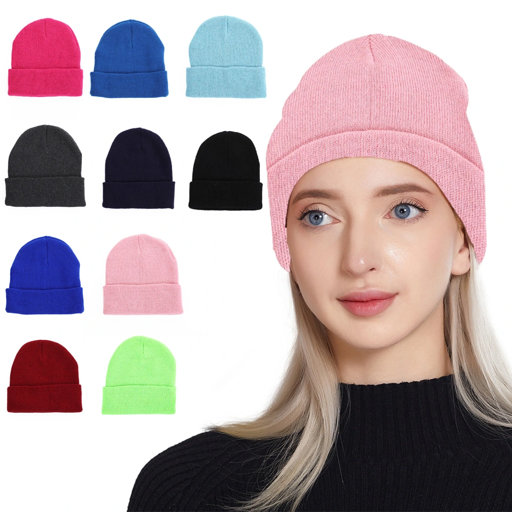 Men Women Autumn Winter Knitting Beanie Hat Solid Color Brimless Retro Round Dome Outdoor Pullover Skiing Hat Streetwear