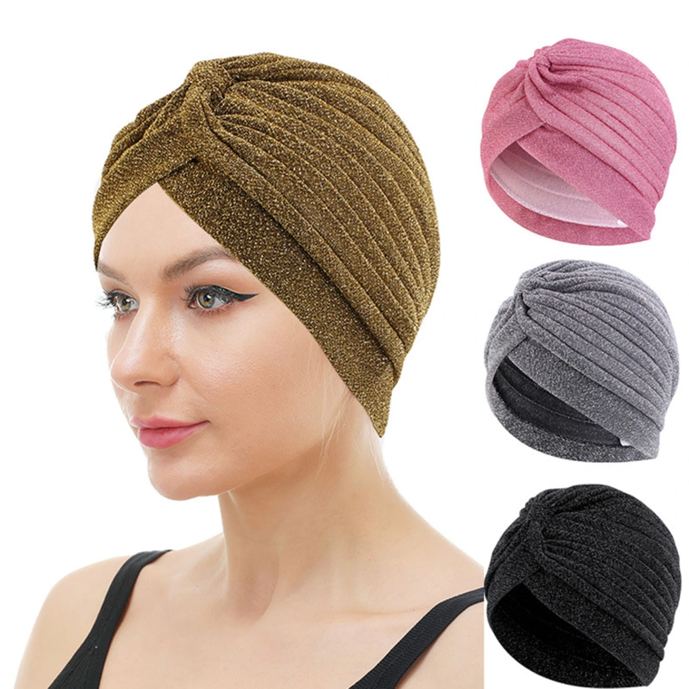 Women Men Hat Shiny Beanie Middle East Area Traditional Layered Solid Color Thick Vintage Unisex Windproof Hair Protection Adult Cap 