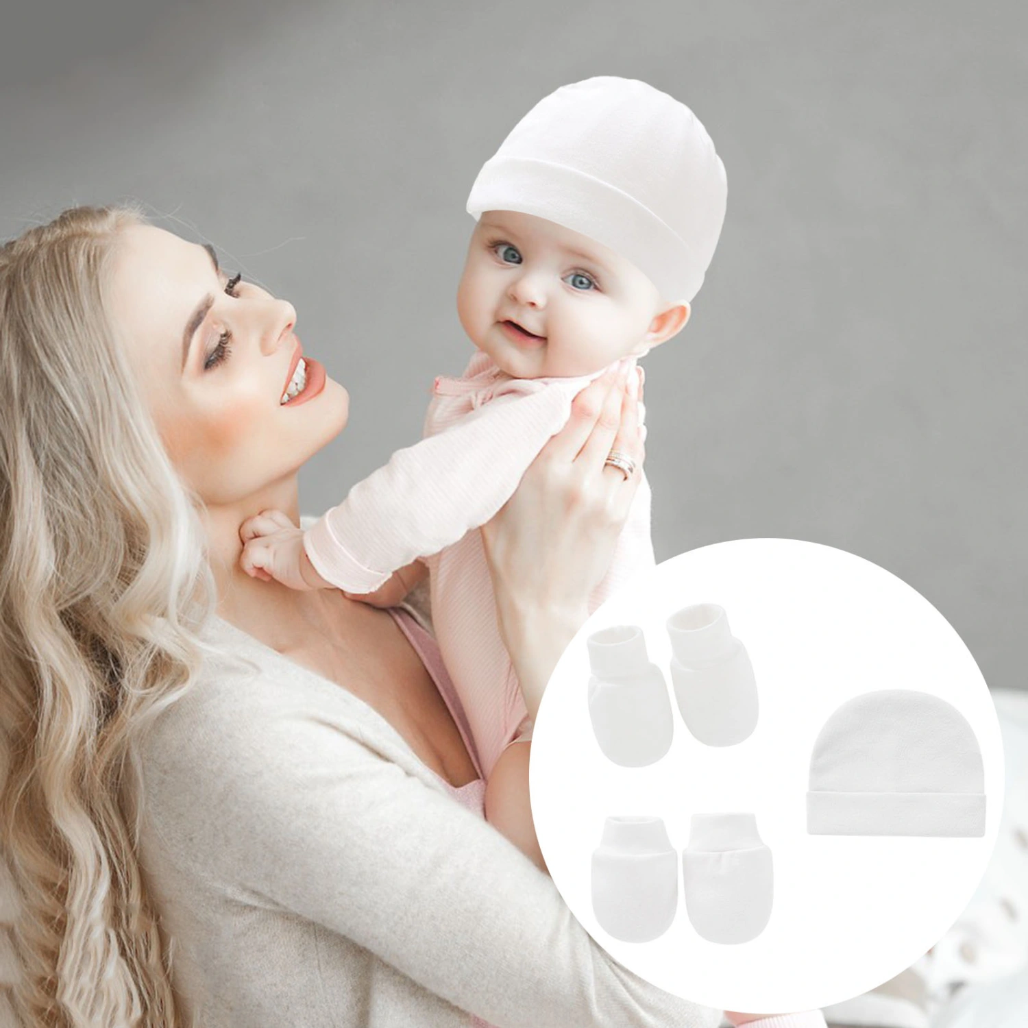 Newborn Hat Socks Gloves Set Anti-scratch Knit Elastic Soft Warm Photography Props Infant Accessory Baby Bonnet Beanie Gloves Socks Set 