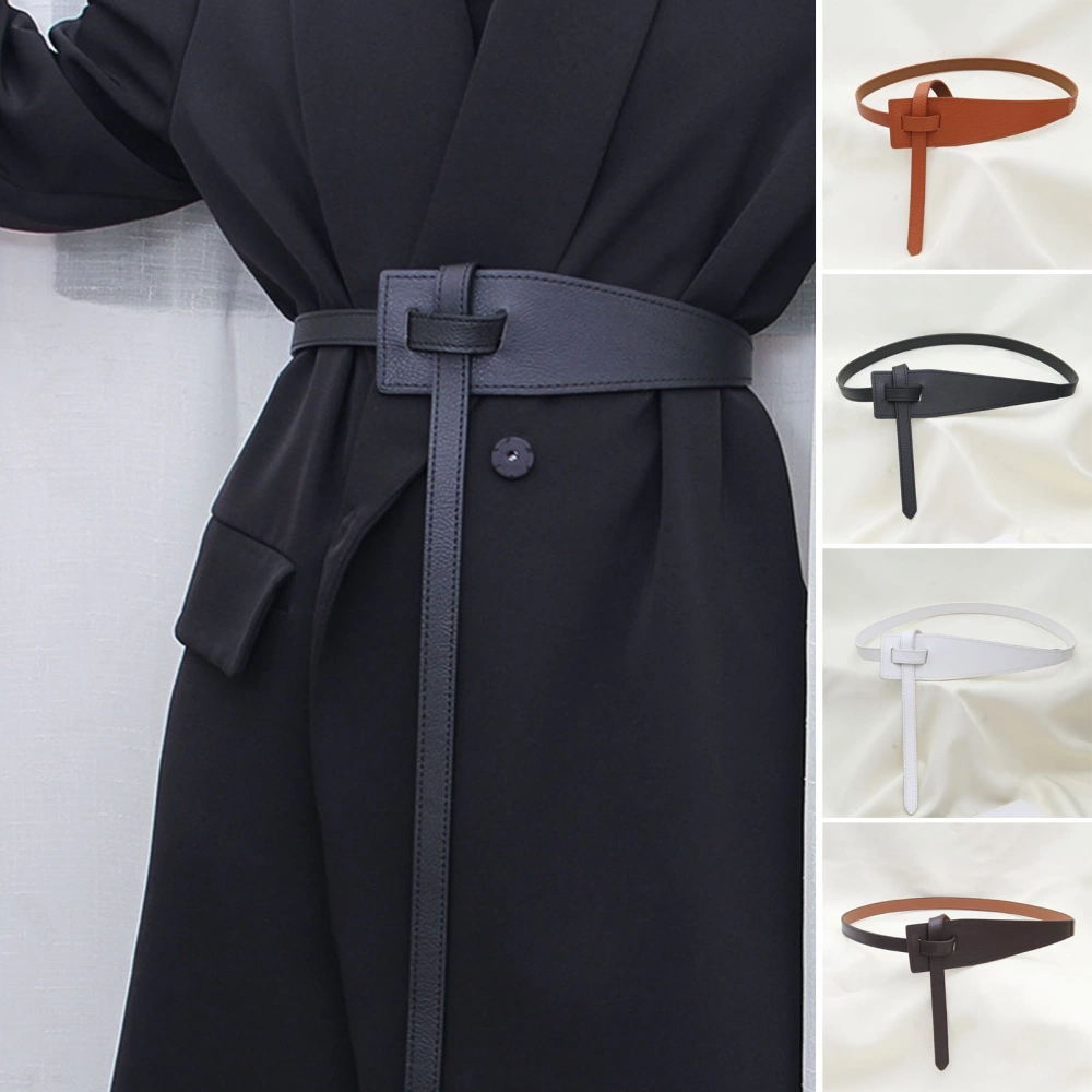 Korean Style Simple Women Faux Leather Belt Irregular Shape Adjustable Knot Long Waistband Suit Coat Corset Belt Fashion Accessories