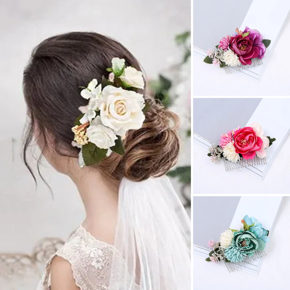 Stunning Bridal Wedding Hair Comb Flower Leaves Decor Hair Clip Girls Handmade Headwear Hair Accessories