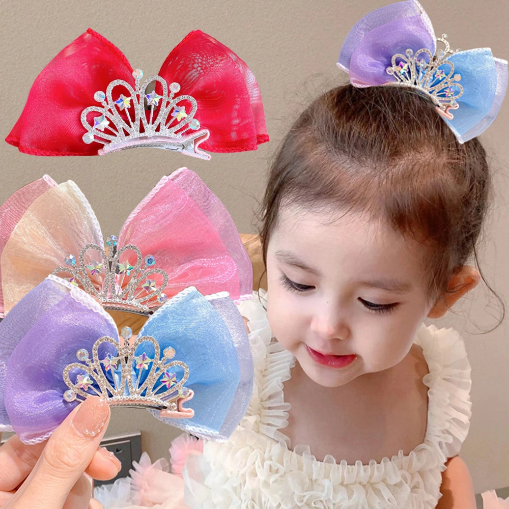 Shiny Rhinestones Kids Hairpin Non-Slip Tight Elegant Stable Grown Bowknot Decor Top Hair Barrette Hair Accessories