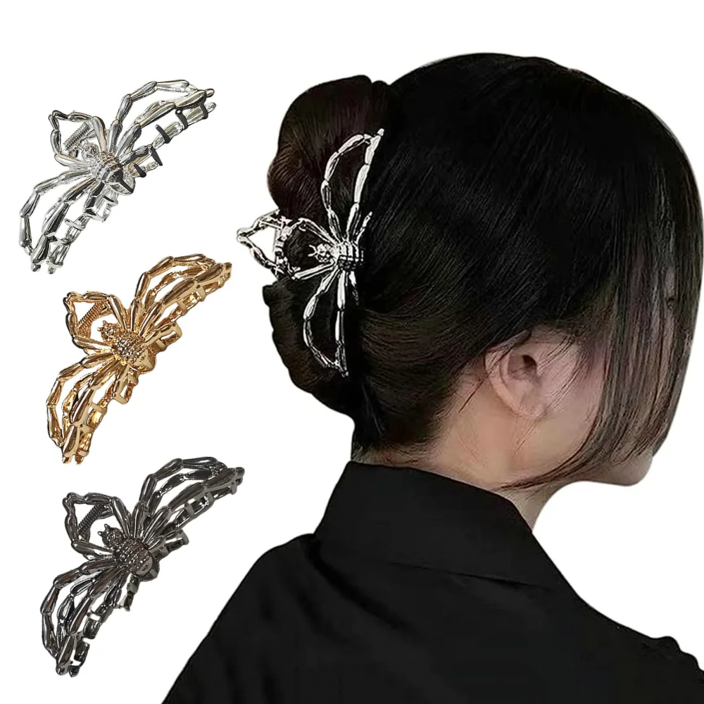 Spider Hair Claw Spider Shape Hollow Out Electroplated Smooth Anti-rust Hair Decoration Strong Claw Anti-slip Lady Hair Gripper Hair Accessory