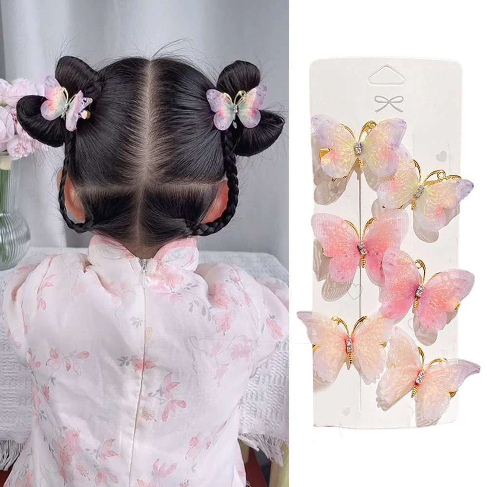 6Pcs Realistic Butterflies Hair Clips Shiny Wings Sweet Colors Perfect for Cosplay Halloween And Princess Style