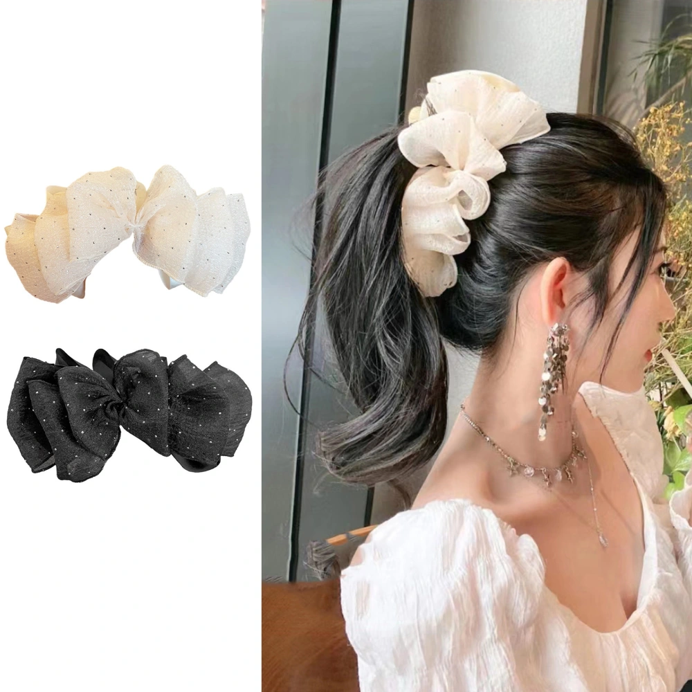 Women Hair Grip Multi Layers Bubble Shape Shiny Rhinestone Decor Strong Claw Anti-slip Solid Color Hair Fixation Decoration Hair Styling Tool 