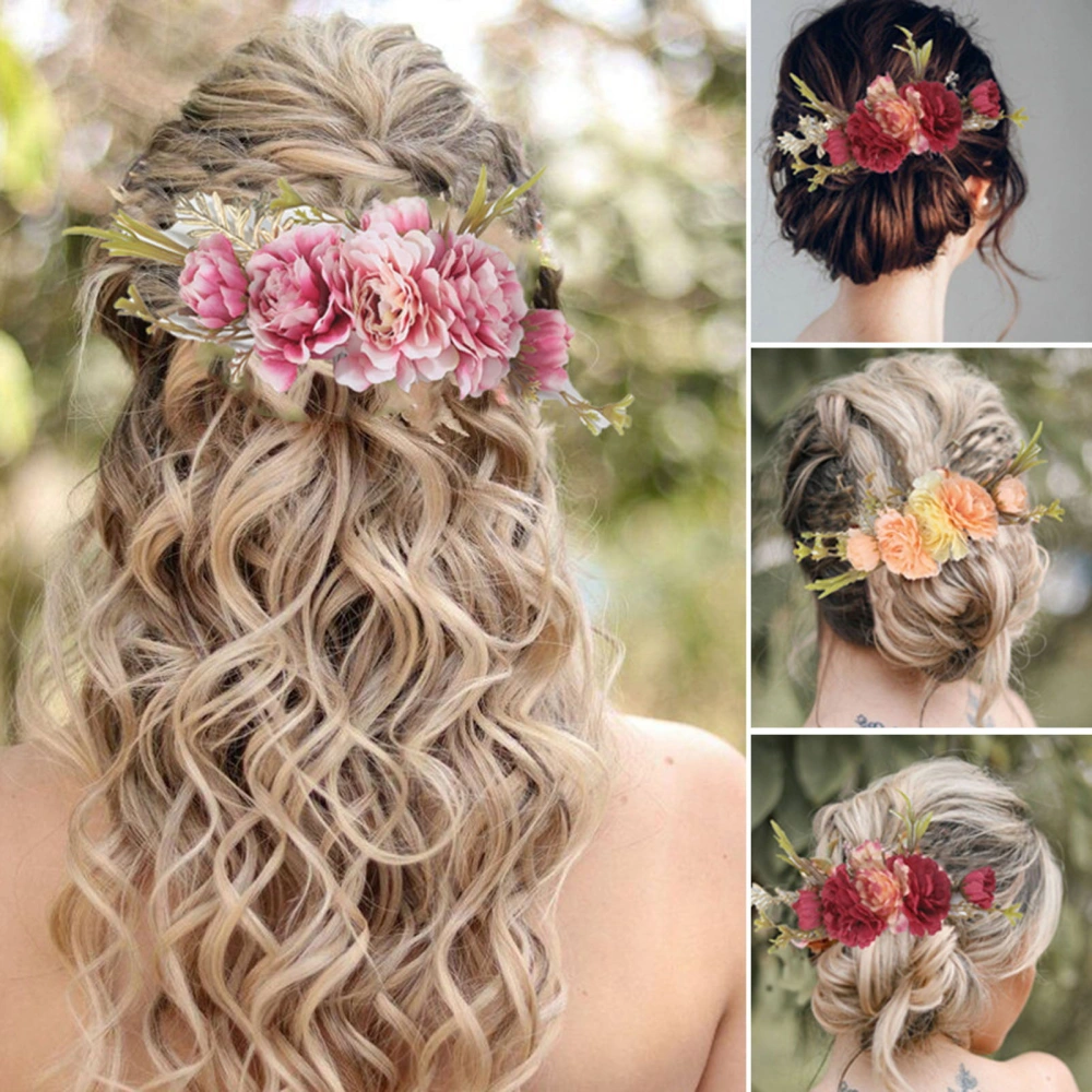 Women Hair Comb Bride Wedding Hair Decoration Prop Fabric Flower Shape Bohemian Hairpin Bridesmaid Headdress Hair Accessories