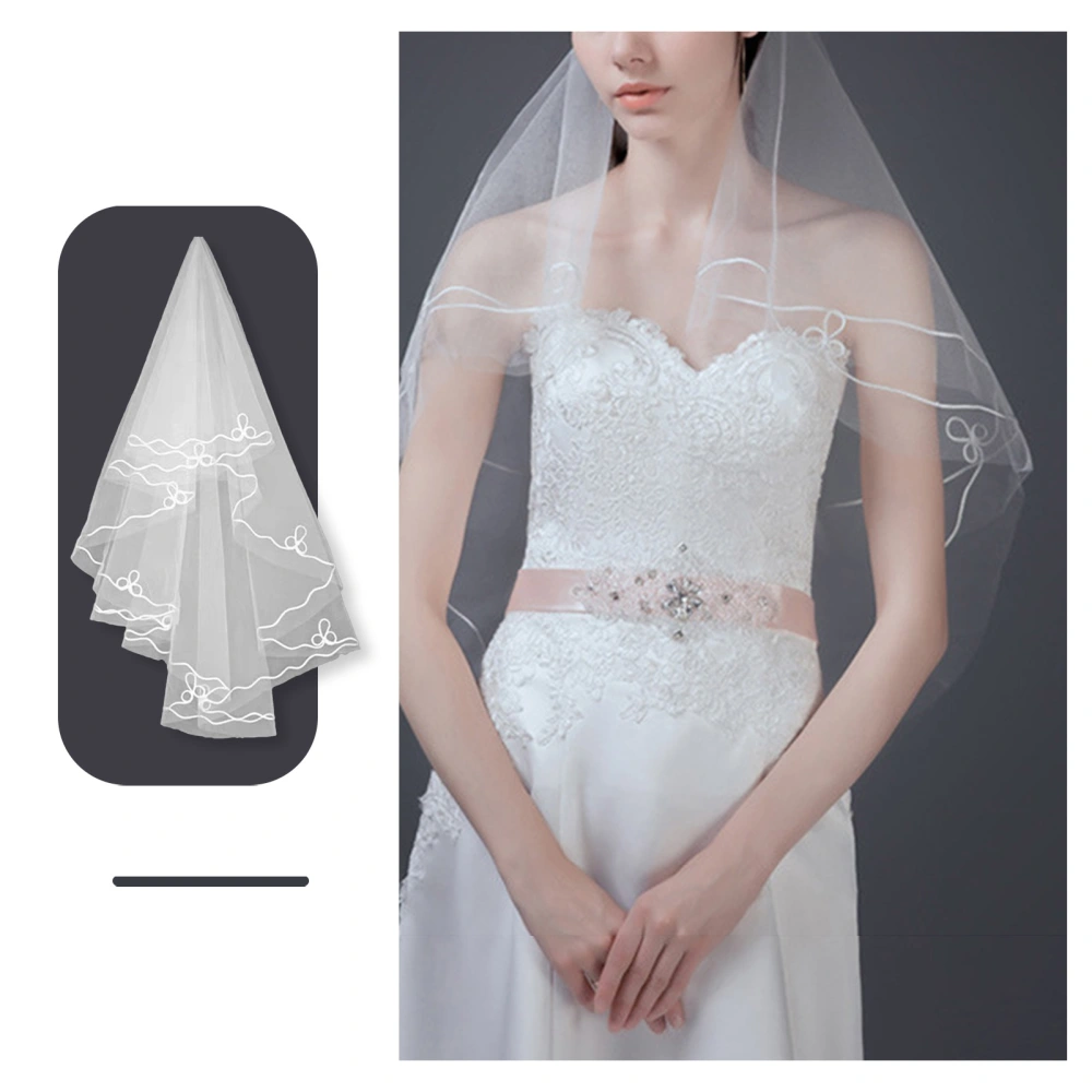 Bride Wedding Veil Tulle Ultrathin See-through Mesh Single-layered Lightweight Solid Color Decorative Bridal Veil Photo Prop Marriage Wedding Accessories