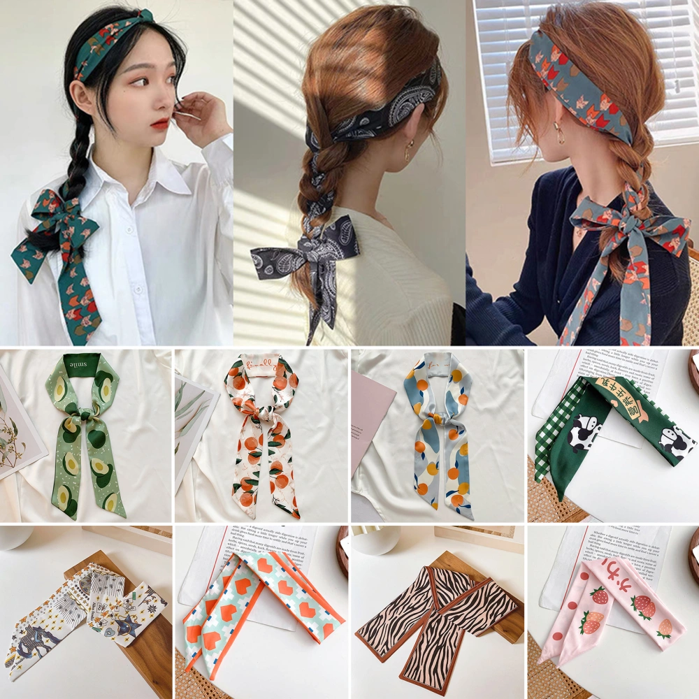 Women Headband Different Print Hair Fixation Decoration Bohemian Style Bag Streamer Long Scarf Hair Band Ribbon Ponytail Holder Elegant Hair Accessories