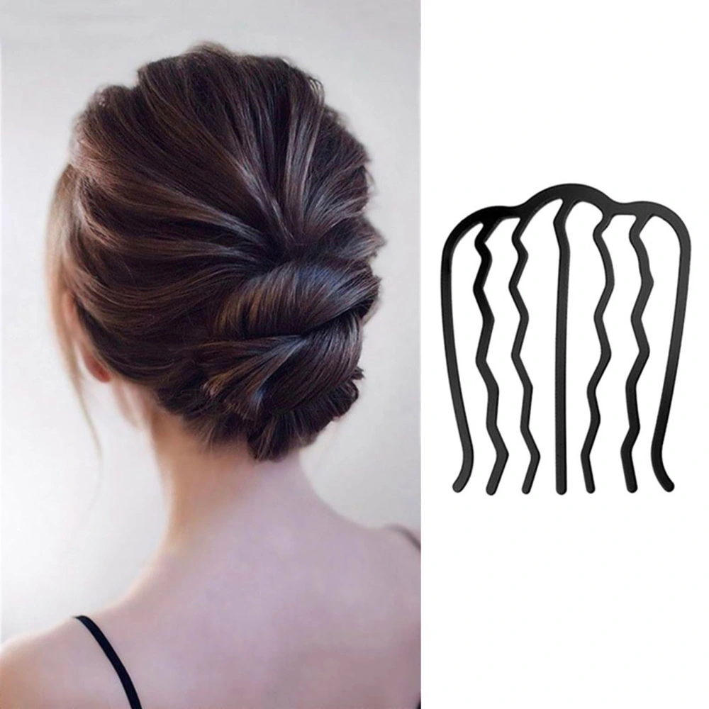 Metal Black Hair Fork Clip Women Hair Pin Comb Messy Bun Hair Pin Clip Hair Side Comb Updo Hair Stick Hair Styling Tool