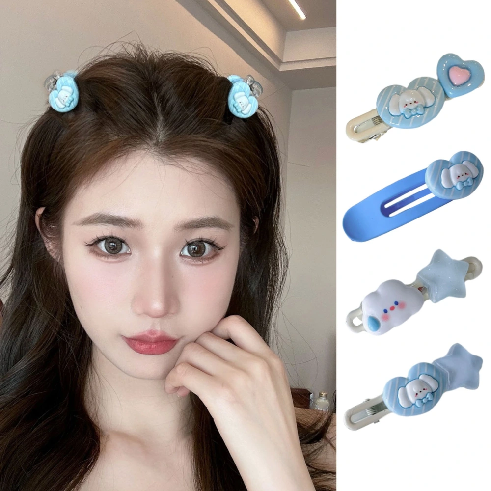 1 Pair Girls Sweet Blue White Hair Pins Cartoon Cloud Star Shape Side Bang Hair Clips Hair Accessories