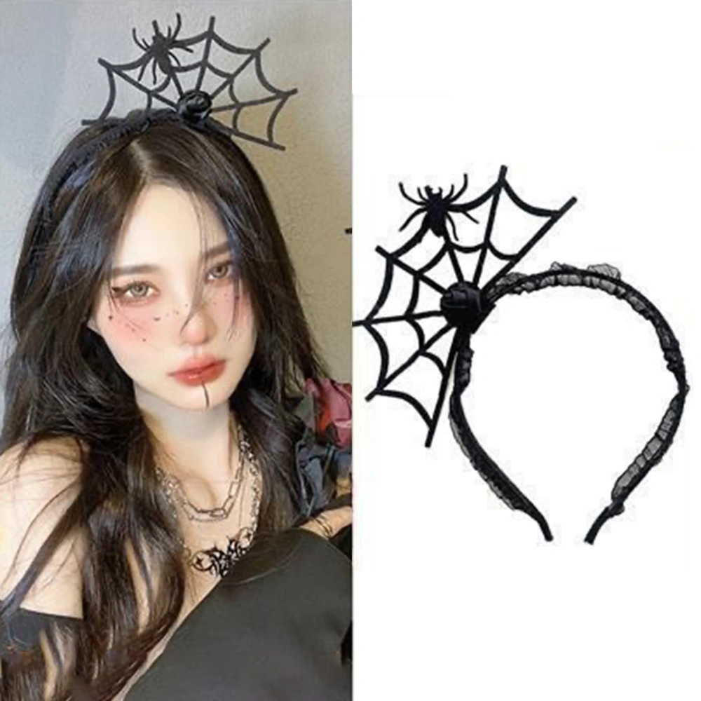 Halloween Headband Bat Witch Hat Horn Spider Decor Black Dark Style Unisex Halloween Party Photo Prop Anti-slip Head Decoration Hair Accessory 