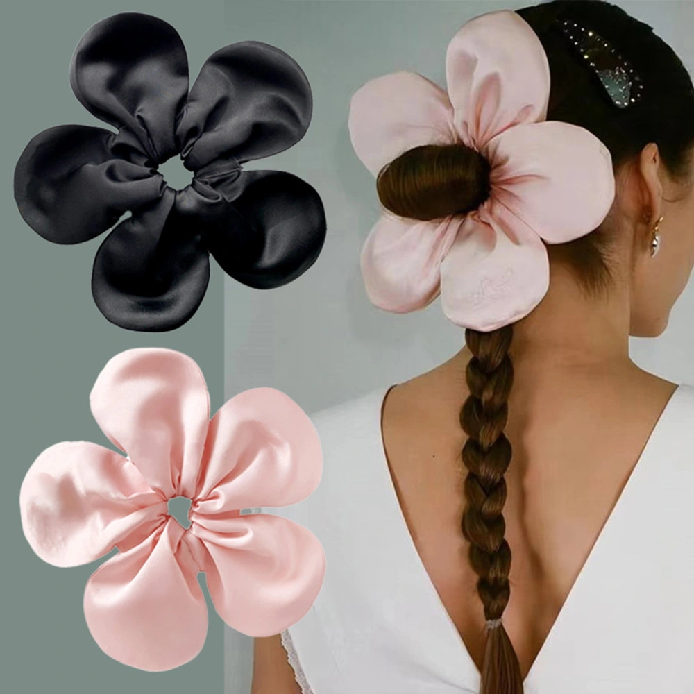 Hair Ring Big Flower Shape High Elasticity Anti-slip 5 Petals Solid Color Hair Scrunchy Hair Tie Hair Organization Decoration Tool Ponytail Holder Hair Accessories 