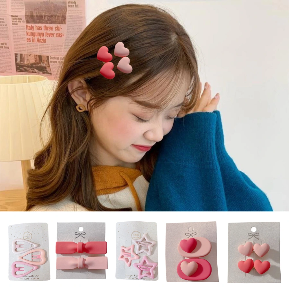 2/3Pcs Hairpins Star Bow Heart Shape Sweet Candy Color Anti-slip Girls Hair Decoration Children Side Clip Bangs Clip Lightweight Women Hair Accessories  