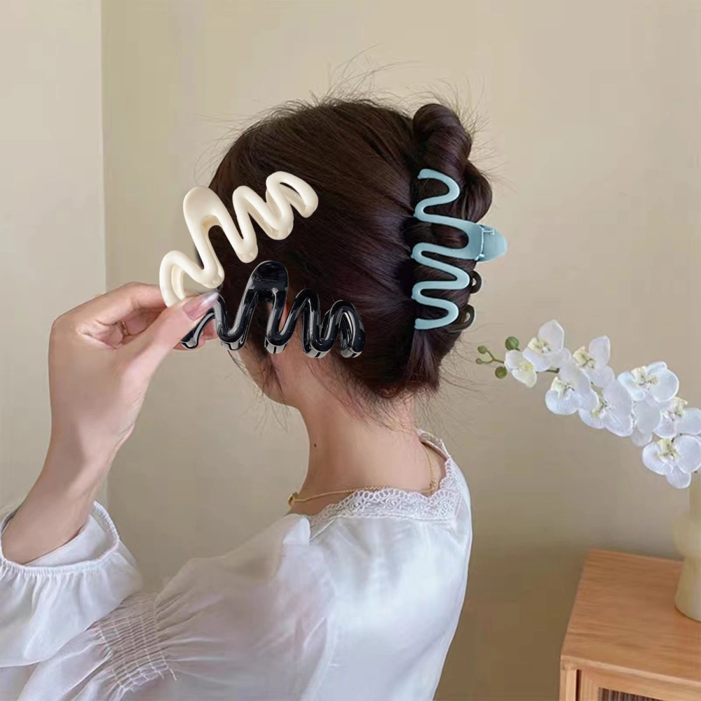 Women Hair Claw Wave Shape Hollow Solid Color Strong Claw Smooth Anti-slip Elastic Spring Hair Organization Styling Tool Hair Clip Gripper 