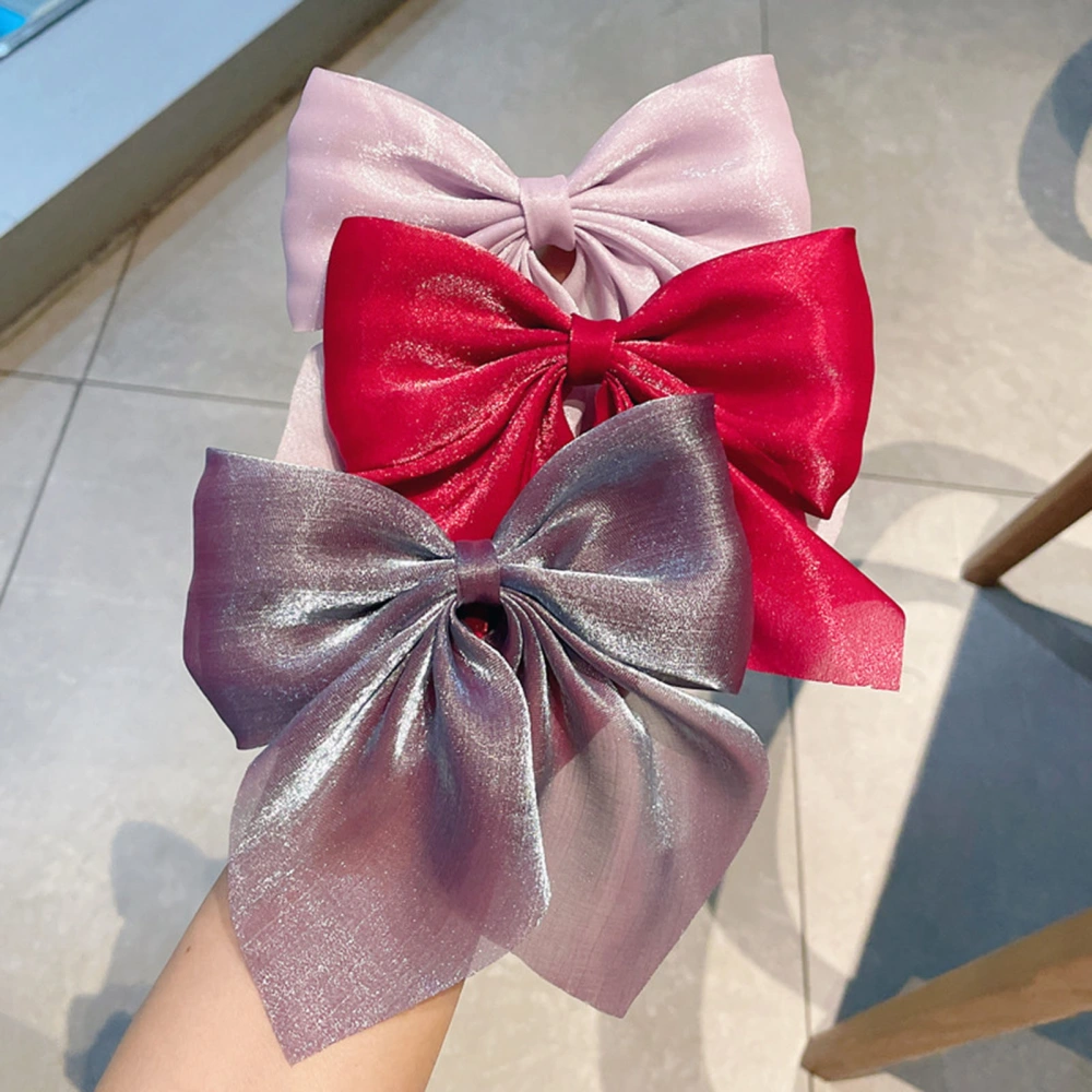 Hairpin Elegant Satin Hair Bow Clips Elastic Sturdy Fixing Women Stylish Gentle Hair Accessory for Delicate Hairstyles