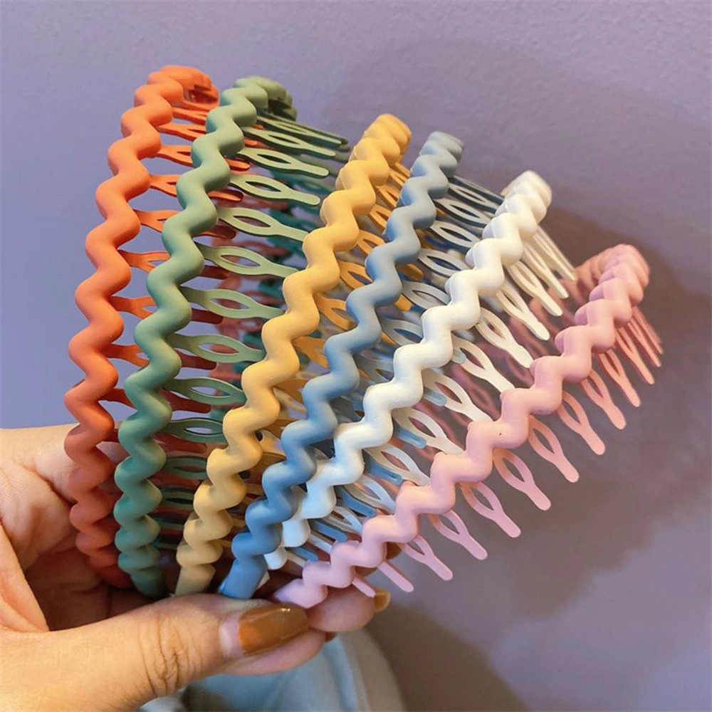 Korean Style Long Toothed Headwear Frosted Candy Color Anti-slip Geometric Girl Hair Hoop Hair Accessories