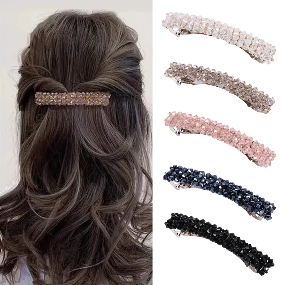 Women Hairpin Faux Crystal Elastic Spring Anti-slip Hair Organization Decoration Hair Holder Hair Barrettes Ornament Hair Accessories Headwear