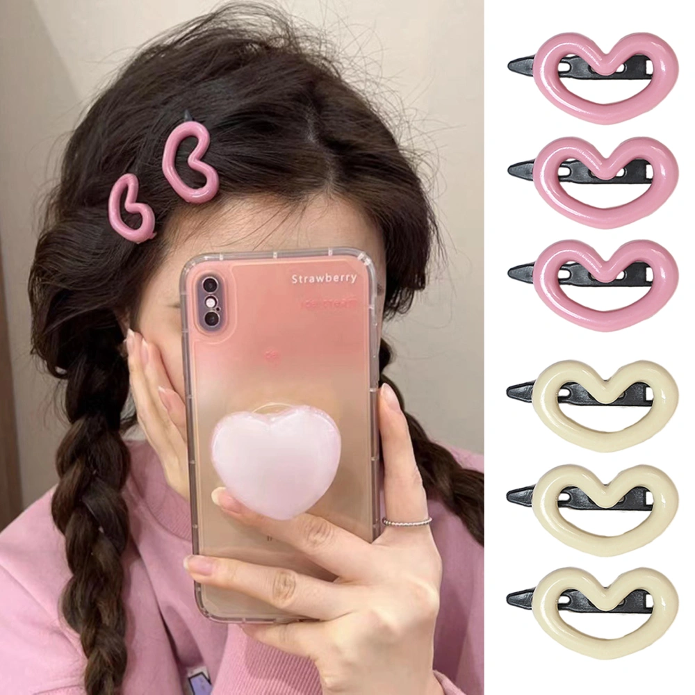  3Pcs Sweet Pink Heart Hair Clips Versatile Stylish Side Bangs Broken Hair Clip Female Hair Accessories