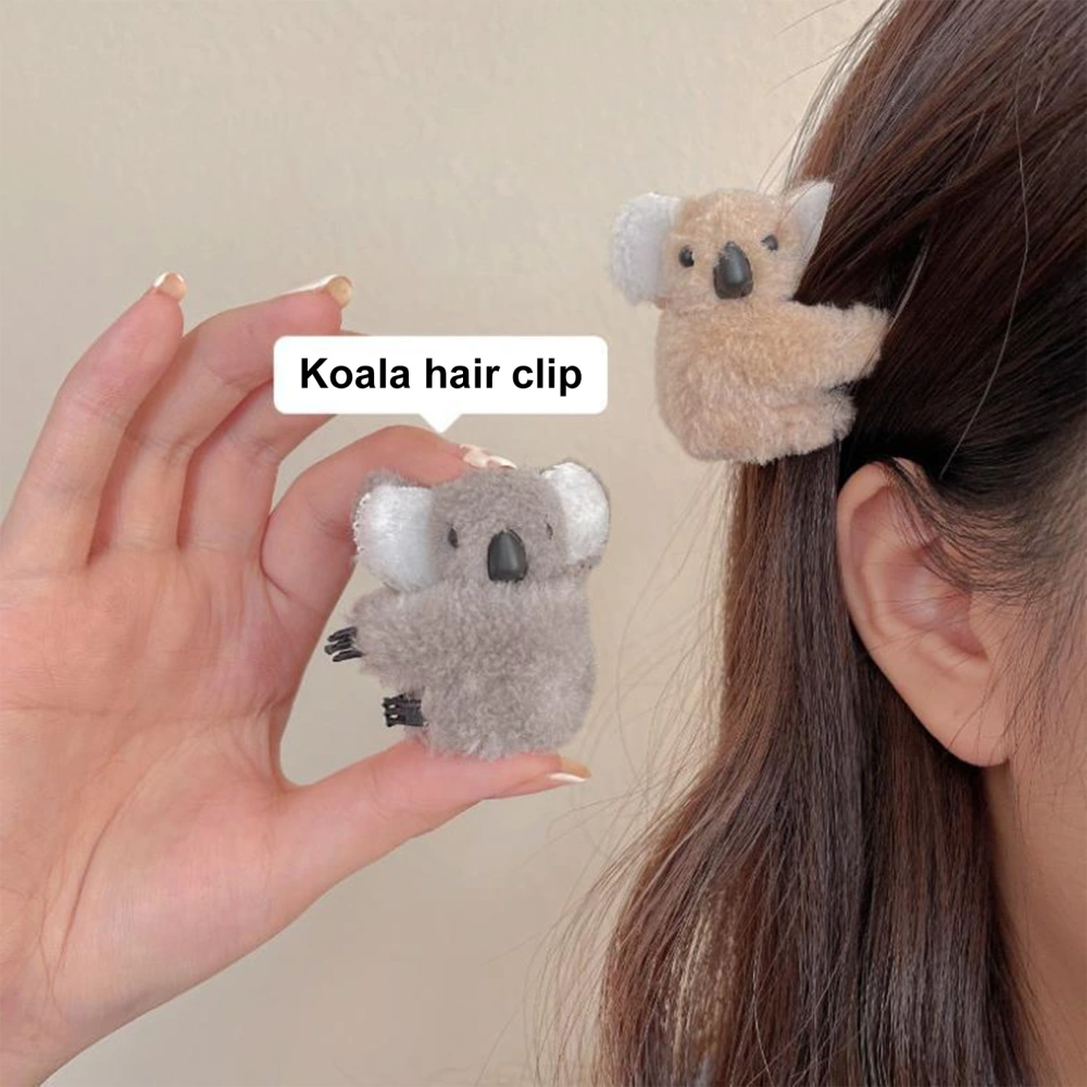 Women Hairpin Cartoon Plush Koala Hair Claw Anti-slip Side Clip Elastic Spring Hair Decoration Fixation Lady Hair Styling Tool 