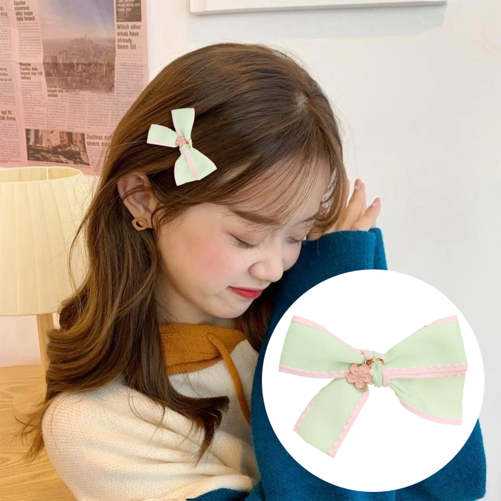 Korean Style Girl Cute Bowknot Decor Flower Pendant Hair Pin Metal Anti-slip Hair Clip Children Bangs Clip Headwear Hair Accessories