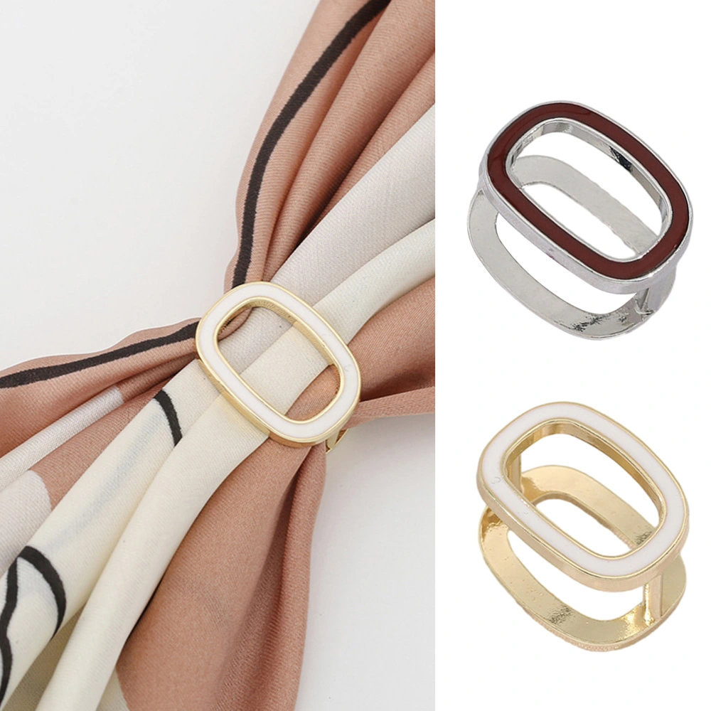 Scarf Buckle Double Layers Clothing Matching Easy to Match Oblong Shape Luxury Fix Shawl Anti-crack Smooth Edge Dating Scarf Ring Scarf Accessory